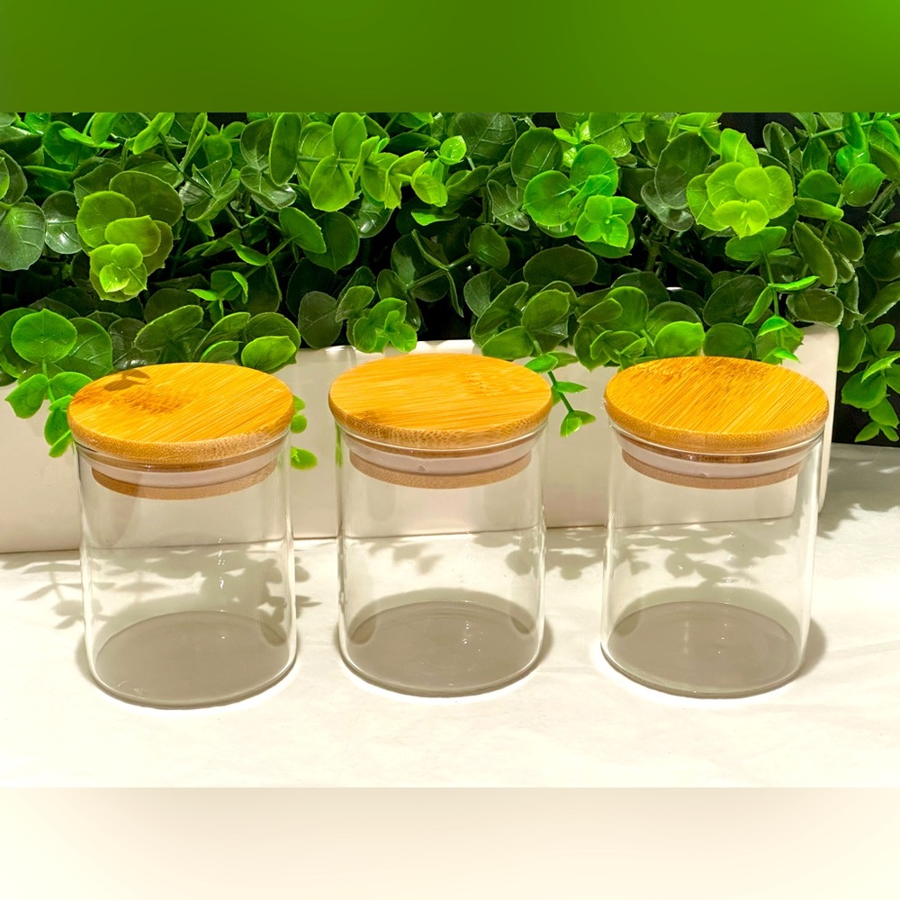 COPY #2 Glass Container Storage with Bamboo Lid, Transparent Set of 3